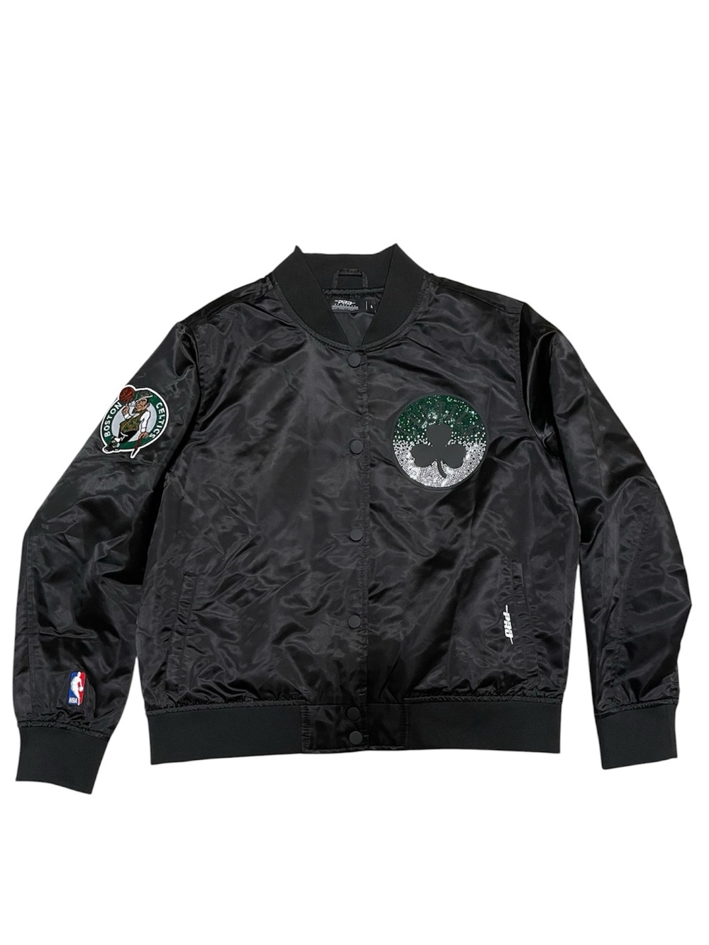 Boston Celtics Black Satin Bomber Jacket